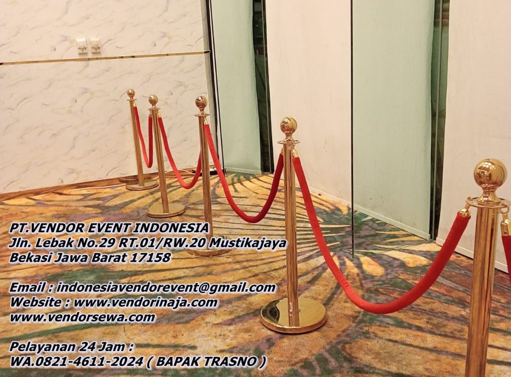 Sewa Tiang Antri Gold Tali Bludru Merah VIP Area Jakarta