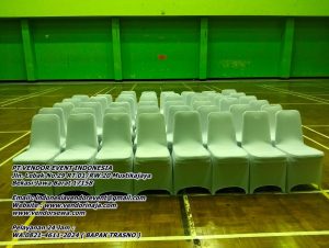 Rental Kursi Stainless Susun Cover Putih Gor Soemantri Jaksel