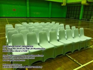Rental Kursi Stainless Susun Cover Putih Gor Soemantri Jaksel