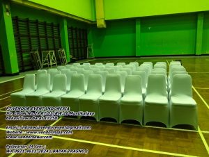 Rental Kursi Stainless Susun Cover Putih Gor Soemantri Jaksel